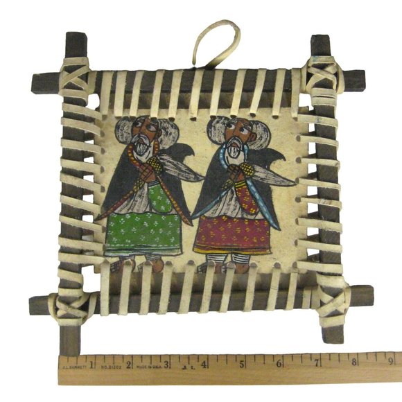 Men Robes Costumes Painted Lashed Wrapped Size 8 Tall Inches Wall Decor Leather - Picture 3 of 6